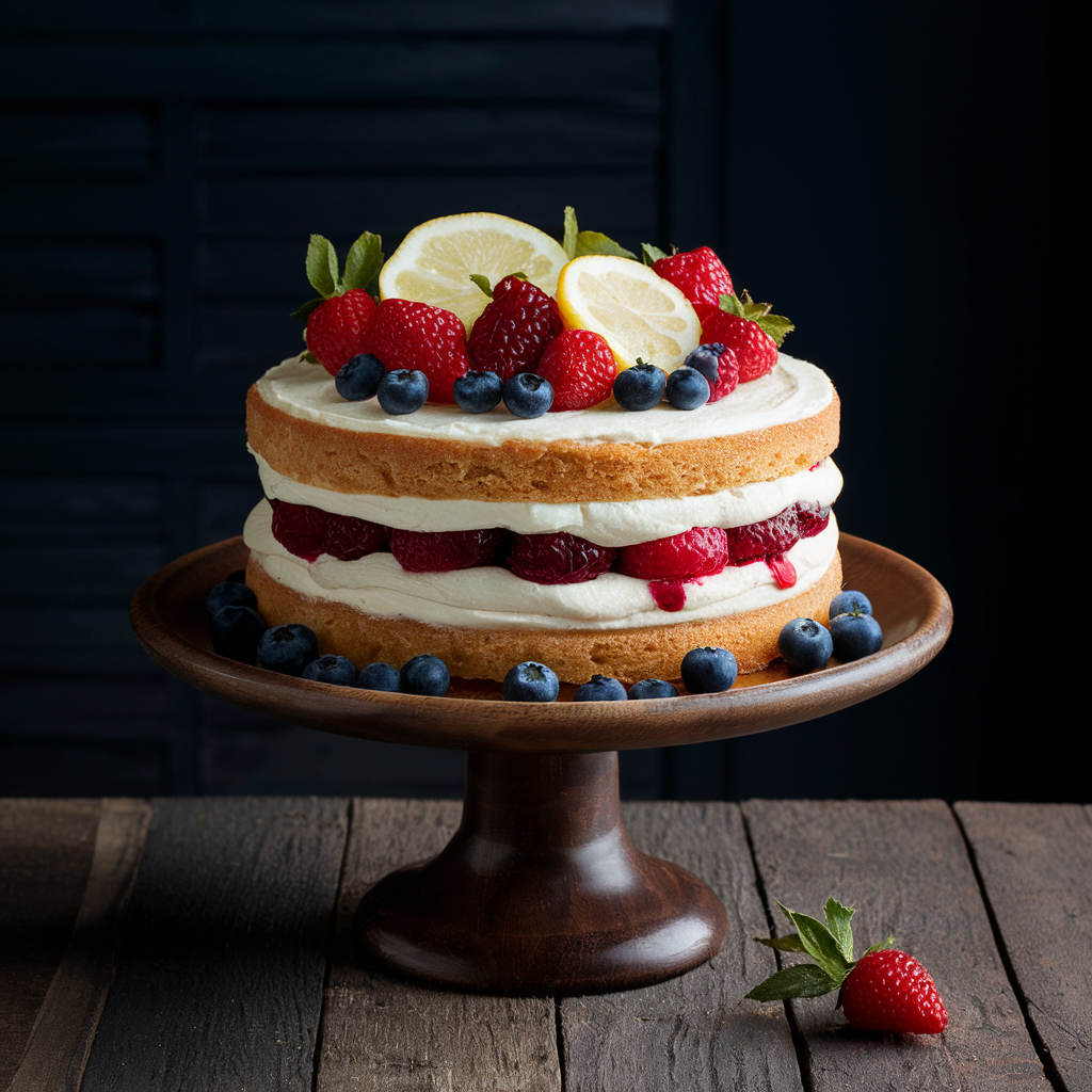 Lemon Berry Mascarpone Cake Recipe