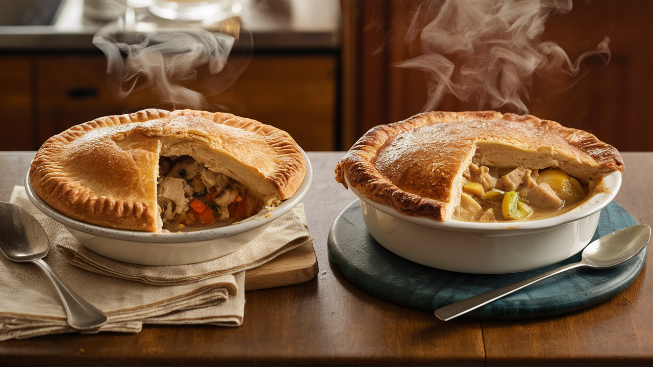 Learn the key differences between chicken pie and chicken pot pie, from ingredients and preparation to flavor profiles and cultural significance.