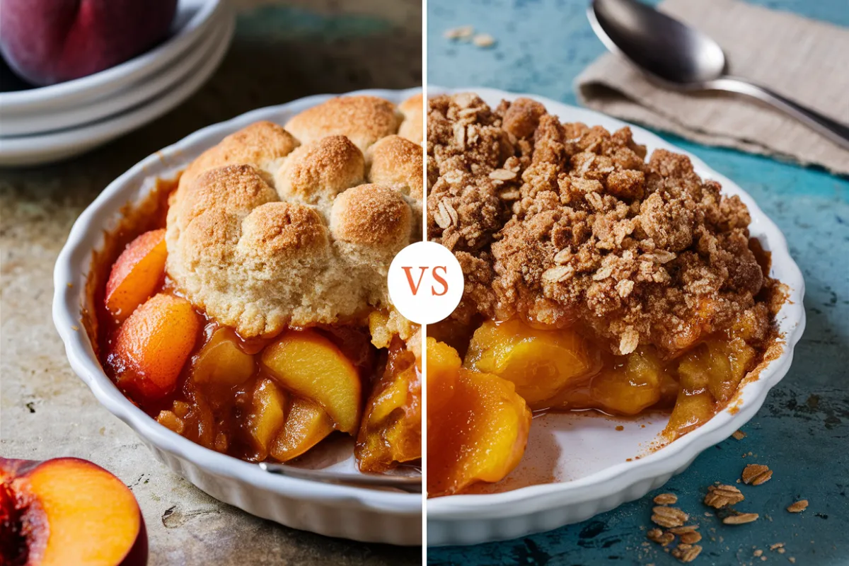 Is peach cobbler the same as peach crumble?