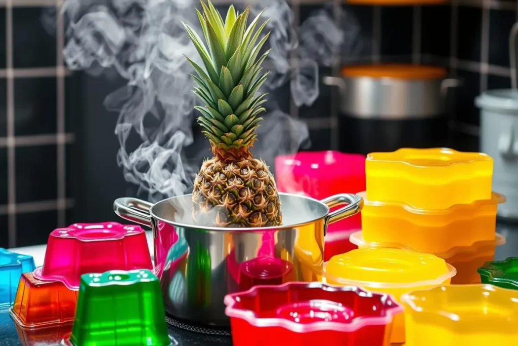 Why does pineapple have to be cooked before adding to Jello?